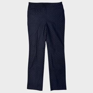 Chico's So Slimming Womens 0R US Size 4R Small Navy Blue Polka Dot Pants